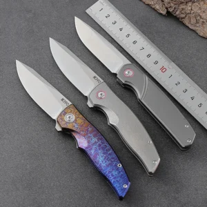 2026 Hallogh Quality ODM & OEM CNC Folding Hunting Outdoor Pocket Knife With M390 Stainless Steel and Titanium Alloy Handle - product view 3