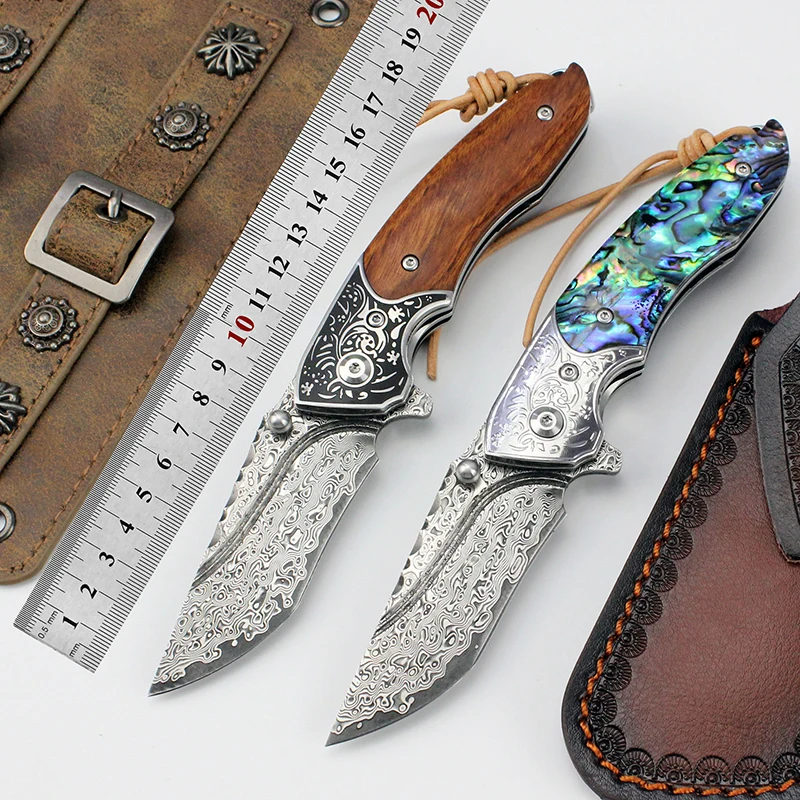 New Desgin Survival Knife CNC Damascus Hunting Folding Knife High Quality 76-layer Damascus Steel for Camping - product view 2