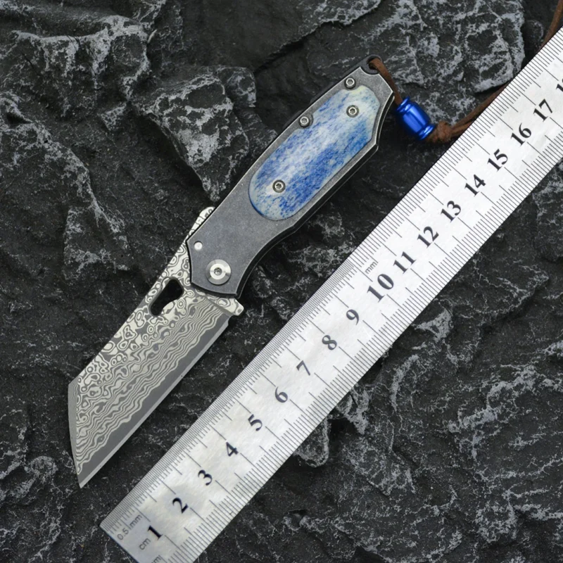 2026 New Design CNC Damascus Outdoor Folding Knife Survival with Stainless Steel and Animal Bone Handle for Camping - product view 2