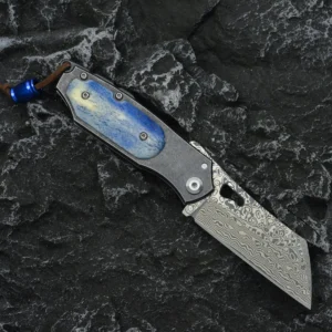 2026 New Design CNC Damascus Outdoor Folding Knife Survival with Stainless Steel and Animal Bone Handle for Camping - product view 3