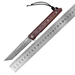 New Desgin Survival Knife CNC Damascus Hunting Folding Knife High Quality Wood with Intricate Anti-Slip Carving Handle - product view 2
