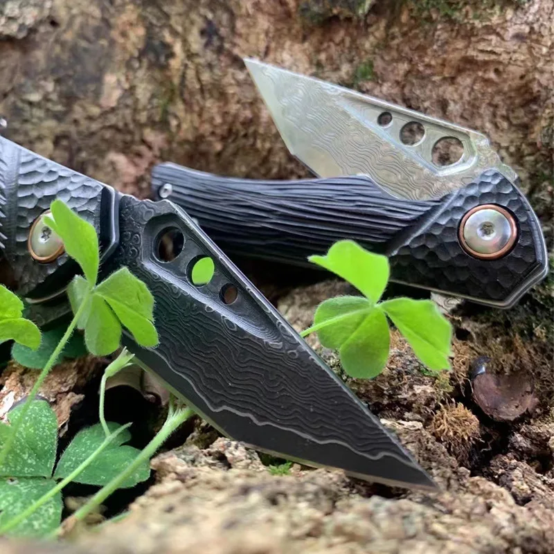 New Desgin Survival Knife CNC Damascus Hunting Folding Knife High Quality Ebony Handle for Camping - product view 4