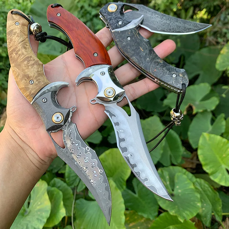 New Desgin Survival Knife CNC Damascus HRC62 Hunting Folding Knife High Quality 33 Layers of SUS316L Steel for Camping - product view 4