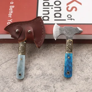 2026 New Outdoor Hand Tools High Quality Mini Axe VG10-Damascus Steel with Copper Head Beef Bone Handle product view 4