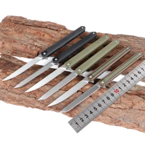New Design CNC D2 Steel Outdoor Mini Folding Knife Survival Knife Titanium Alloy Carbon Fiber Handle for Camping