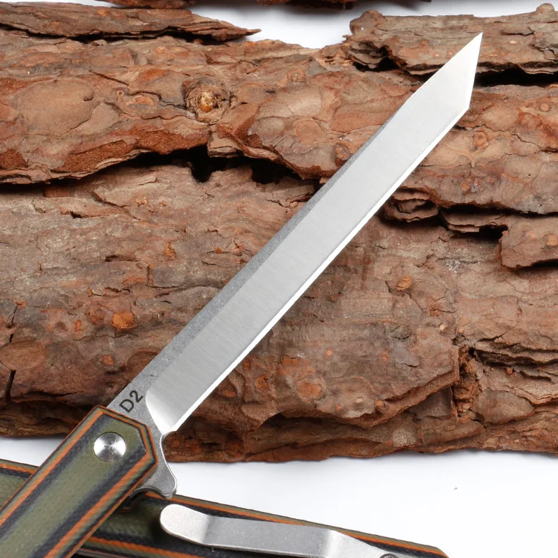 New Design CNC D2 Steel Outdoor Mini Folding Knife Survival Knife Titanium Alloy Carbon Fiber Handle for Camping - product view 4