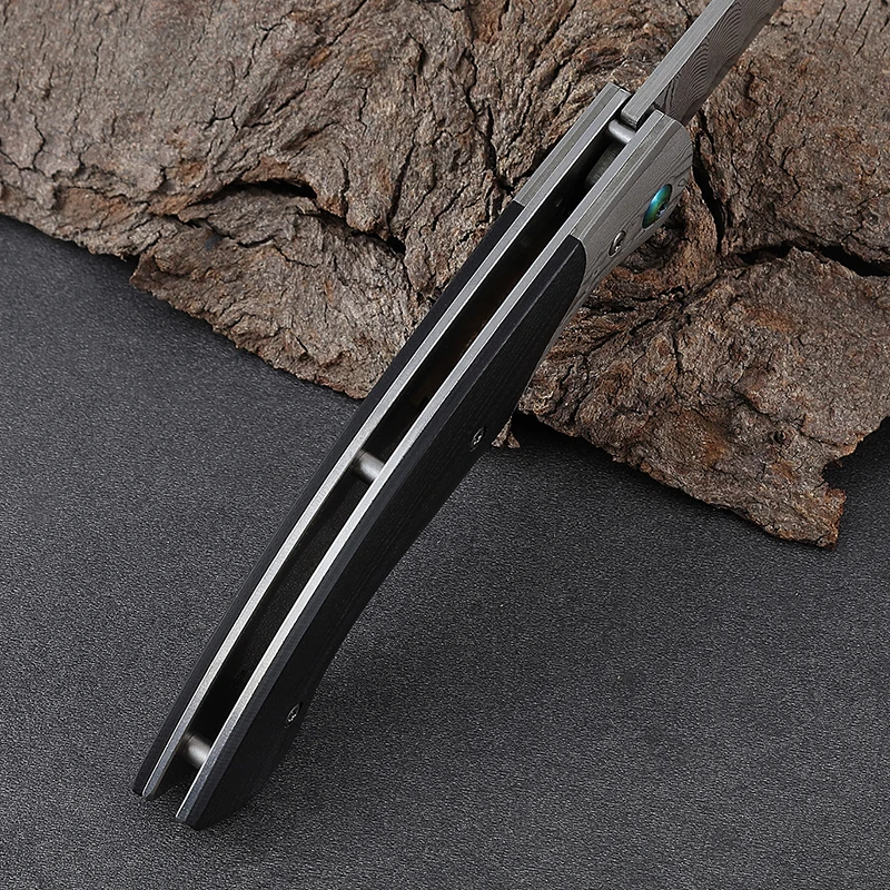 2026 New Design Custom CNC Damascus Blade for Portable Outdoor Survival Camping Gift Folding Knife Pocket Knife with G10 Handle - product view 4