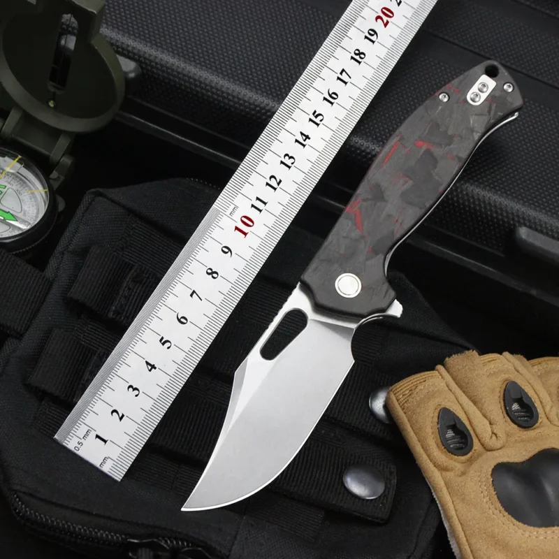 Custom logo 14C28N Stainless Steel With Carbon Fiber Handle Pocket Knife Foldable Knife Outdoor Knife product view 2