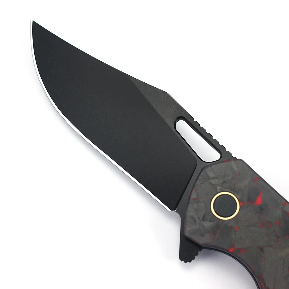 2026 New Design 14C28N Steel Outdoor Folding Knife Survival Knife Red Carbon Fiber Handle for Camping Easy to Carry - product view 4