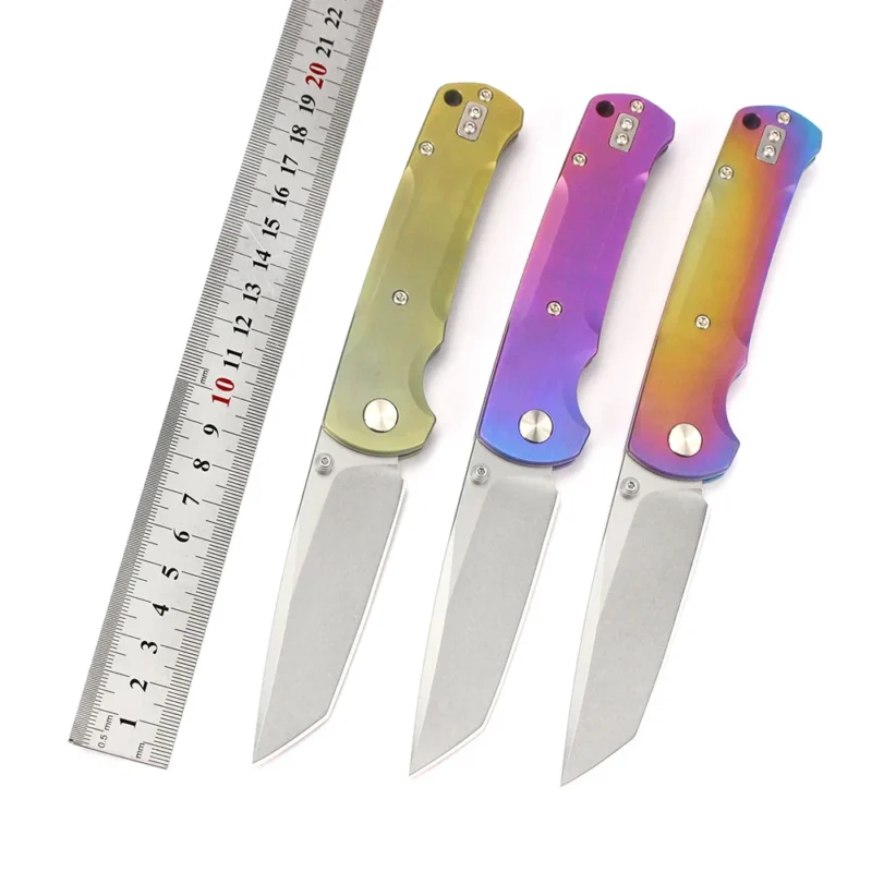 2026 New Design Colorful CNC D2 Steel Outdoor Folding Knife Survival Knife Titanium Alloy Carbon Fiber Handle for Camping Pocket - product view 2