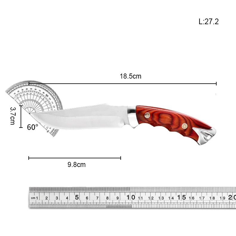High Quality Customized Fixed Lama Knife Outdoor Camping Knife 9CR19 Steel Wood Handle Luxury Sheath Knife product view 4