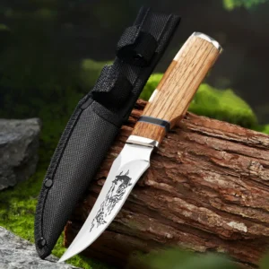 Custom3D Printed Patterns Fix Blade zebra Wood Handle Knife with 4cr13 Steel and Nylon Sheath Package product view 2
