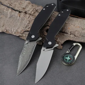 2026 Hot Selling EDC Folding Pocket Knife for Camping Hunting Damascus Steel With G10 Handle and Safety Lock