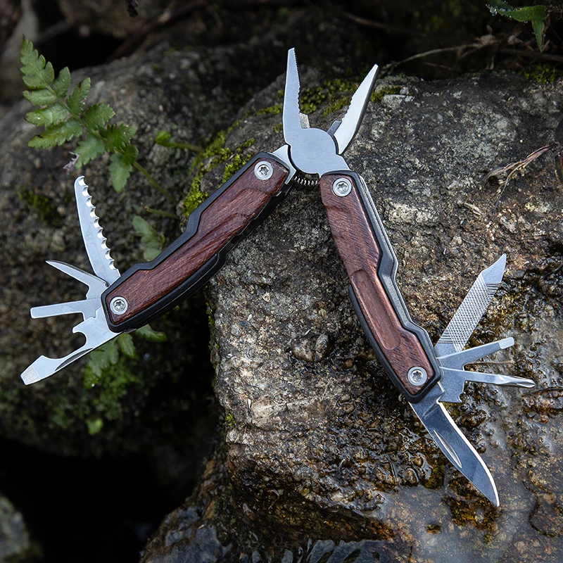 Wood Handle Folding Multitool Pliers - WD002 - product view 3