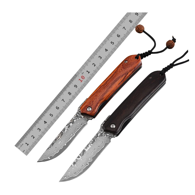 Black Brown Wood Handle Pocket Hand Made Pakistan Japanese Hunting Handmade Damascus Folding Knife - product view 1
