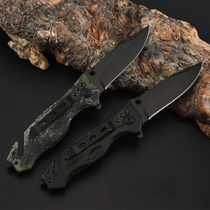 Black CAMO Camouflage Custom Handmade Folding Pocket Survival Hunting Knife - product view 2