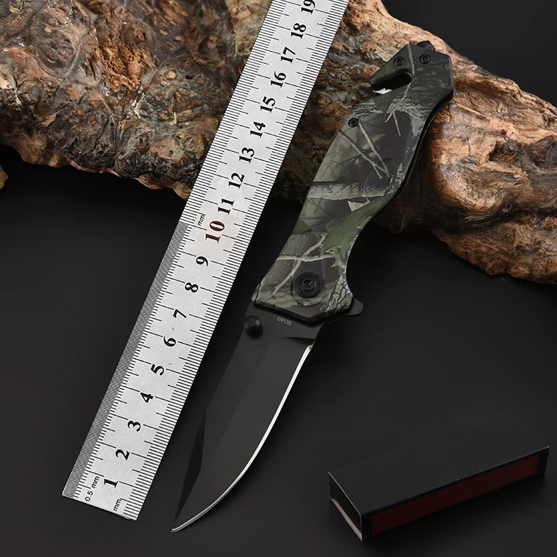 Black CAMO Camouflage Custom Handmade Folding Pocket Survival Hunting Knife - product view 3