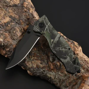 Black CAMO Camouflage Custom Handmade Folding Pocket Survival Hunting Knife - product view 4