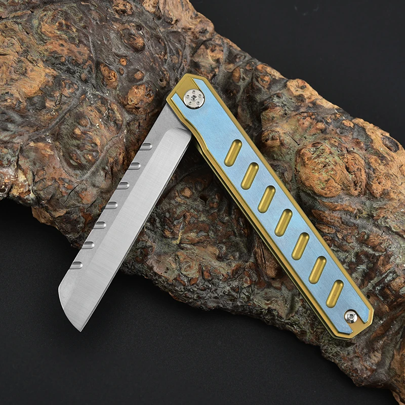High Quality TC4 Titanium Alloy Handle and 8cr14 Steel Blade Outdoor Camping Knife with Nylon Bag and Gift Box product view 2