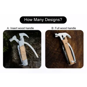 Factory Wholesale Stainless Steel Mini Hammer Multitool Wood Handle Pocket Knife for Camping DIY Grade OEM Customization Metric - product view 2
