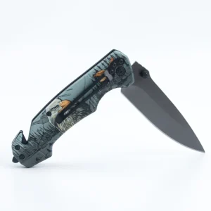 440C Stainless Steel Pocket Folding Knife 3D Pattern DIY Grade Fillet Fishing Camping Self-Color Box product view 2