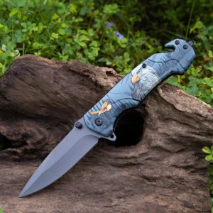 440C Stainless Steel Pocket Folding Knife 3D Pattern DIY Grade Fillet Fishing Camping Self-Color Box product view 3