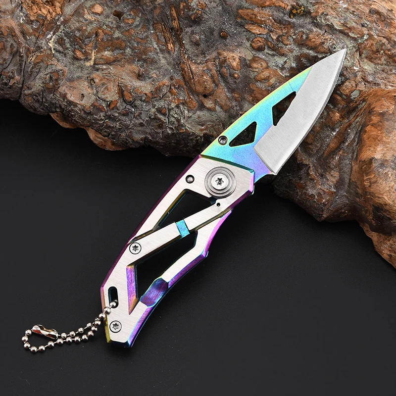 Hot Selling Mini Folding Knife Stainless Steel Handle Blade Outdoor Camping Pocket Knife Featuring Key Industrial product view 2