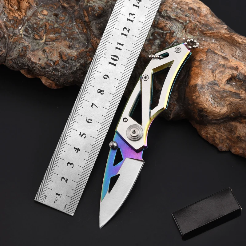 Hot Selling Mini Folding Knife Stainless Steel Handle Blade Outdoor Camping Pocket Knife Featuring Key Industrial product view 3