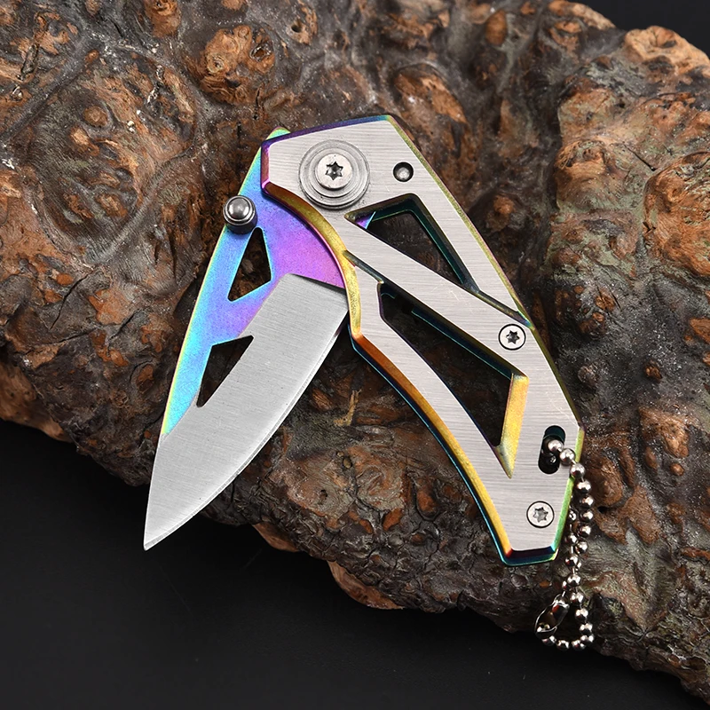 Hot Selling Mini Folding Knife Stainless Steel Handle Blade Outdoor Camping Pocket Knife Featuring Key Industrial product view 4