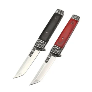 Japanese Samurai Folding Knife with Colored Wooden Handle for Camping Tanto Hoja Pocket Knife product view 1