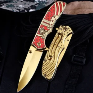 Hot Sale Creative Design US Gold Style Stainless Steel Handle Outdoor Stainless Steel Gift Folding Knife product view 3