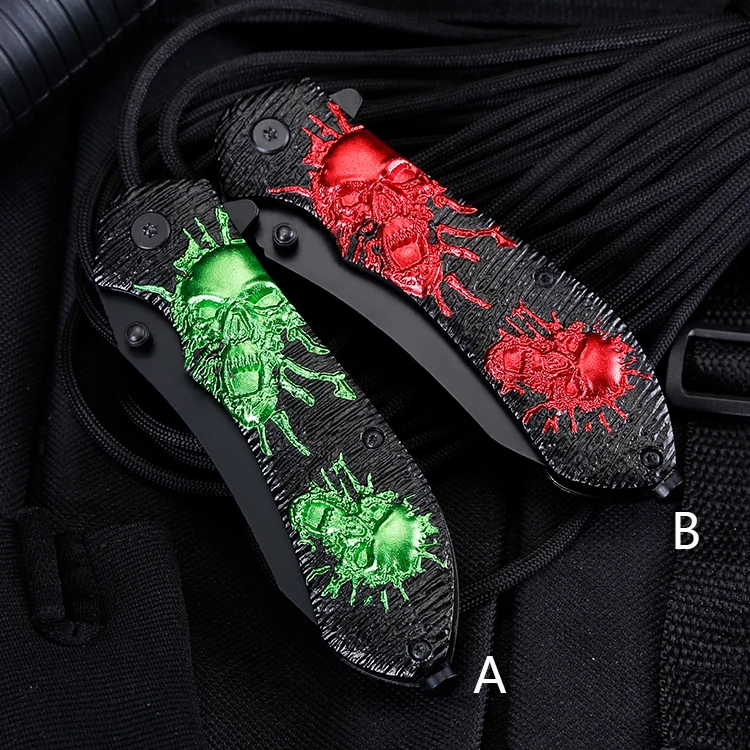 Csgo Skull Aluminum Handle Folding Pocket Knife DIY Customizable for Camping Hiking Backpacking product view 4