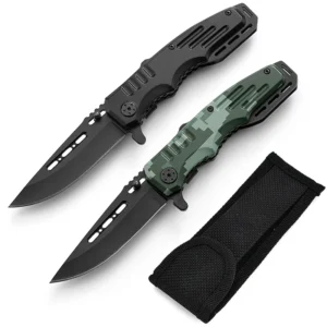Hot Selling Camouflage Handle Black Coating Blade Aluminum Handle Tactics Folding Pocket Knife Outdoor Camping Knife product view 1