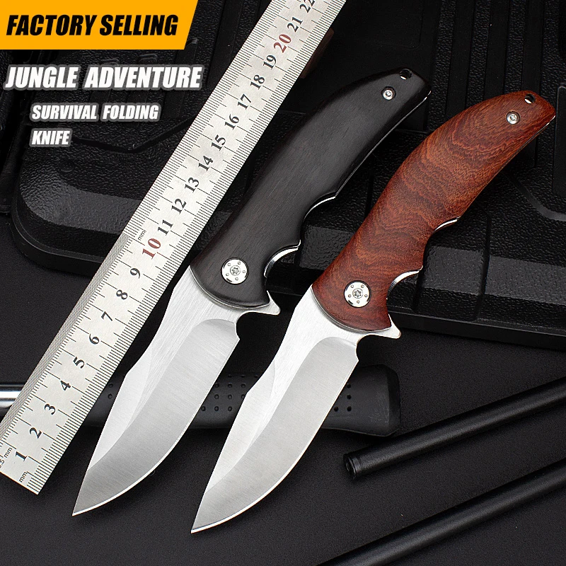 9CR18MOV Steel Blade Wooden Handle Folding Knife New Portable Knife Camping Pocket Knives product view 2