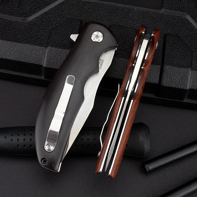 9CR18MOV Steel Blade Wooden Handle Folding Knife New Portable Knife Camping Pocket Knives product view 3