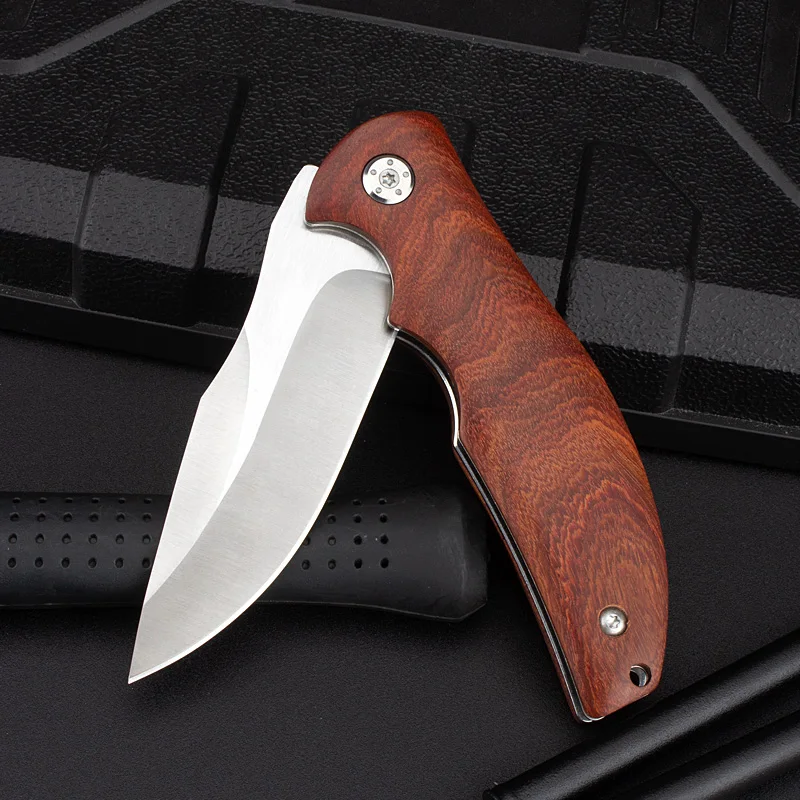 9CR18MOV Steel Blade Wooden Handle Folding Knife New Portable Knife Camping Pocket Knives product view 4