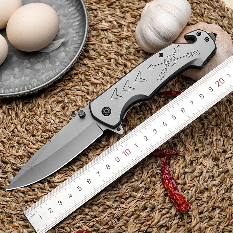 Outdoor Camping EDC Pocket Knife Grey Multi Tools Glass Break Rope Cutter Steel Titanium Blades DIY product view 2