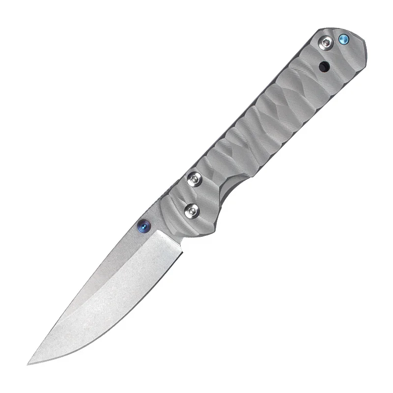 New Design Titanium Handle Pocket Folding Knife D2 Damascus Outdoor Camping Industrial Utility Fruit Knives DIY OEM Gift Knife - product view 1