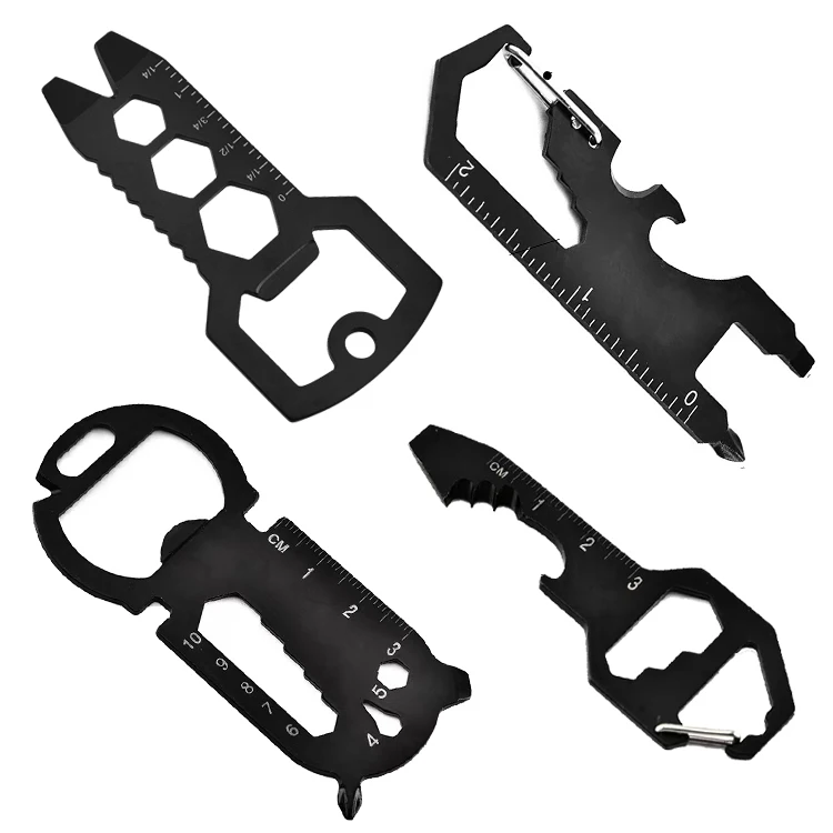 Sale Keychain Multitools Pocket Tool Key Tool EDC Tool With Bottle Opener Screwdriver Ruler Nail Pusher Carabiner Perfect Gift - product view 1