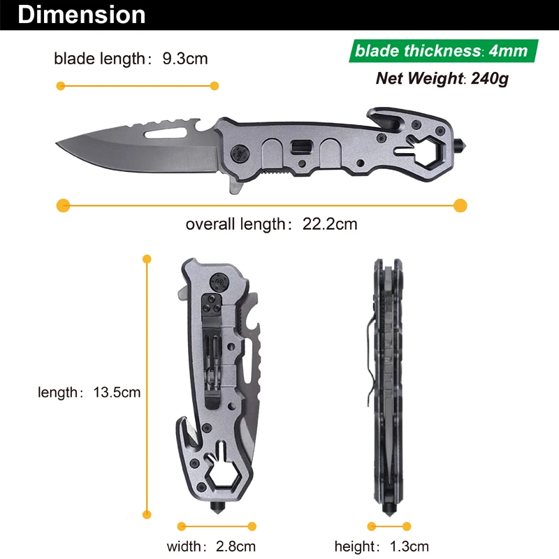 Customized OEM Wholesale with High Hardness Steel Blade, Multifunctional Aluminum Handle, Outdoor Camping Folding Pocket Knife - product view 2