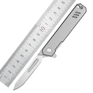 440 C Titanium Handle Replaceable Blade Folding Utility Knife - TL-J121