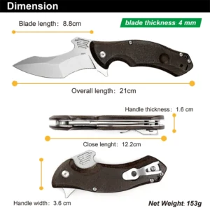 Stainless Steel Folding Knife with S35VN Stainless Steel Pocket Knife with Micarta Handle for Outdoor Survival Camping - product view 2