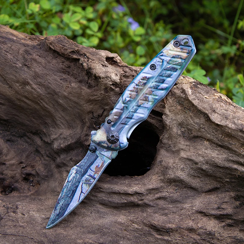 440 Stainless Steel Camo Outdoor Folding Multi Knife DIY Grade EDC Pocket Knife Camping Tools product view 2