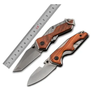 Portable EDC Keychain Knife with Wood Handle Small Pocket Knife for Outdoor Utility DIY Grade Steel Lemmet product view 1