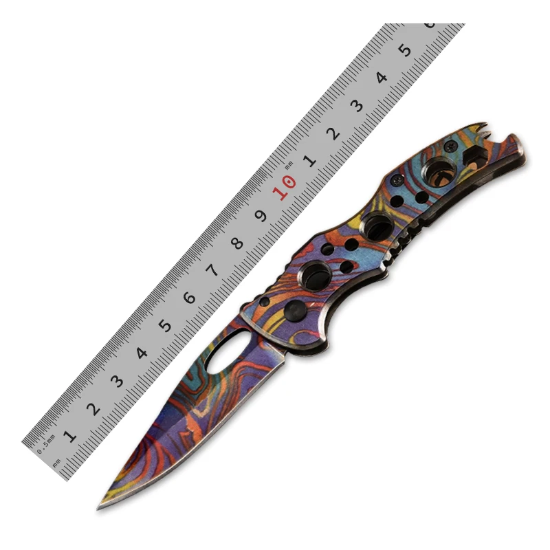 Colored Camo Stainless Steel Folding Knife Outdoor Pocket Knife for Camping DIY Grade Customizable product view 1