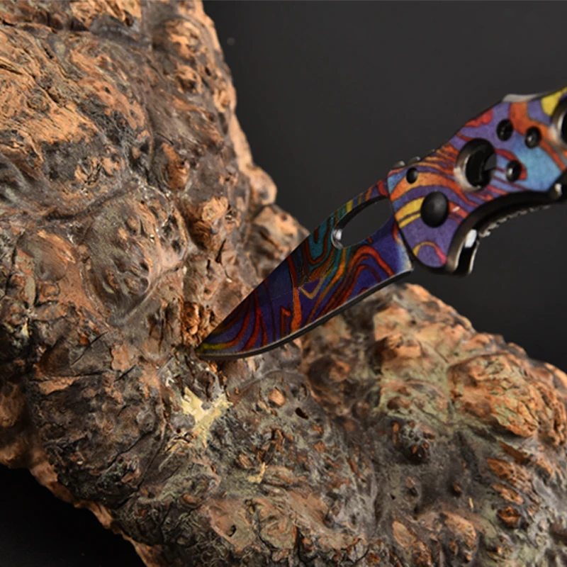 Colored Camo Stainless Steel Folding Knife Outdoor Pocket Knife for Camping DIY Grade Customizable product view 2