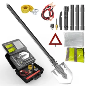 Vehicle Roadside Emergence Tool Kit Multitool with Shovel,warn Triangle,tow Wire