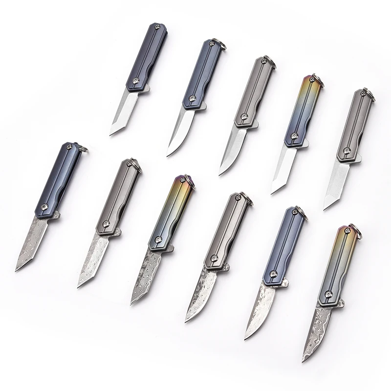 New Launch D2/Damascus Folding Pocket Knife Keychain for Women's Outdoor Camping with Aluminum Box product view 1