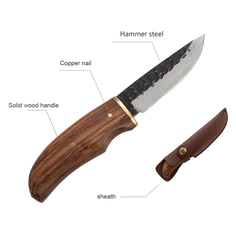 Wholesale Outdoor Fixed Blade Knife Wood Handle Pocket Camping Knife Straight Knife product view 2