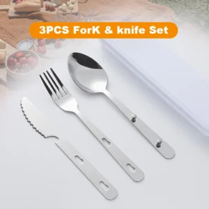 2026 Mother's Day Gift 3PCS Stainless Steel Knife Spoon Fork Set for Outdoor Camping DIY Grade OEM Customization Supported - product view 2